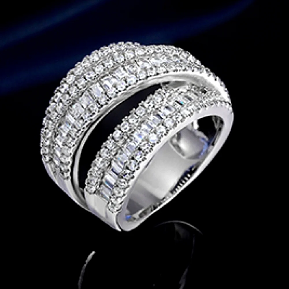 Extraordinary Blinged Out CZ Studded Triple Layer Ring - Picture 7 of 8